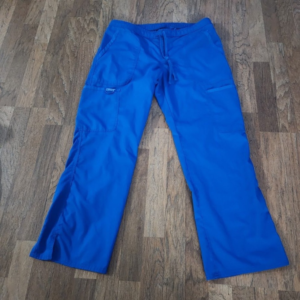 Cherokee Workwear Royal Blue Scrub Pants Medium Petite Drawstring Cargo 682